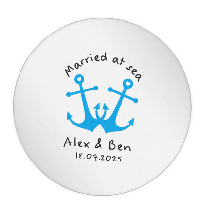 Married at sea blue anchors 24 @ 45mm matt circle stickers
