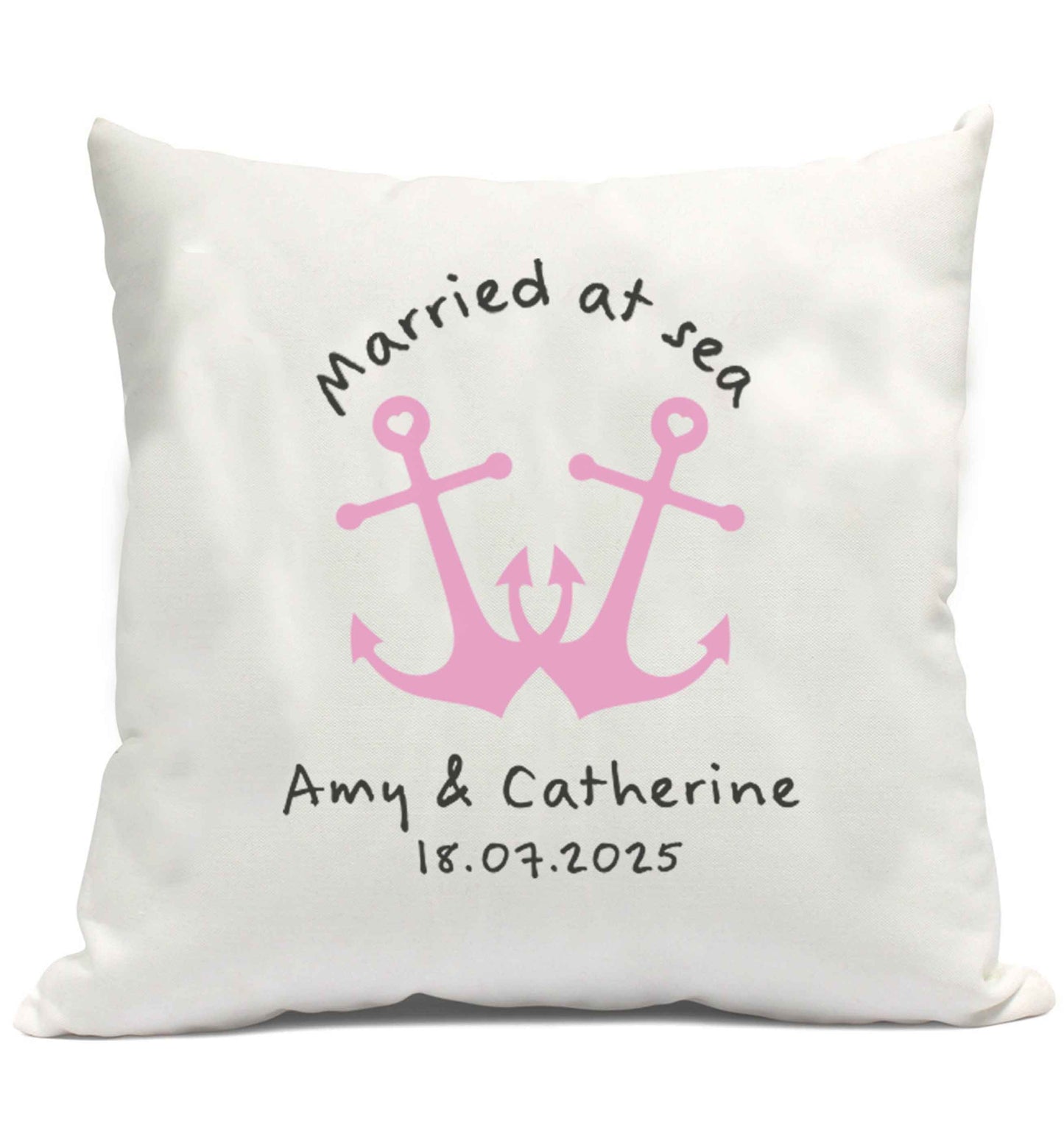 Married at sea pink anchors cushion cover and filling