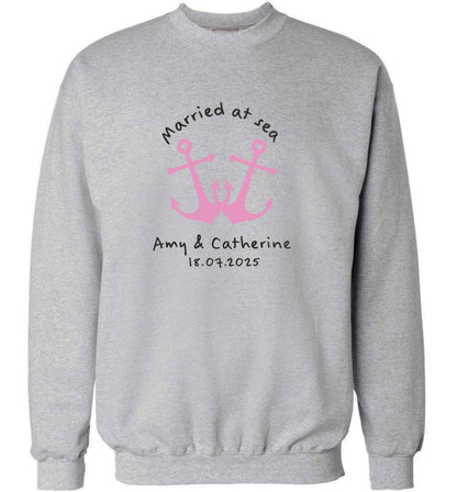 Married at sea pink anchors adult's unisex grey sweater 2XL