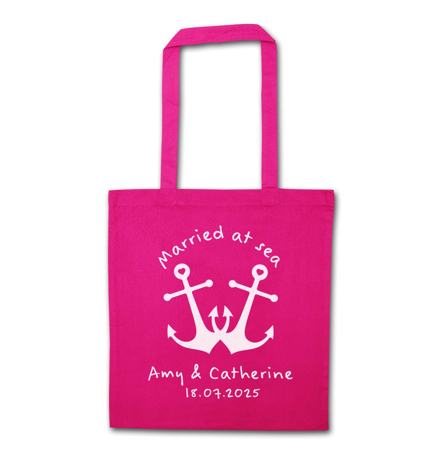 Married at sea pink anchors pink tote bag