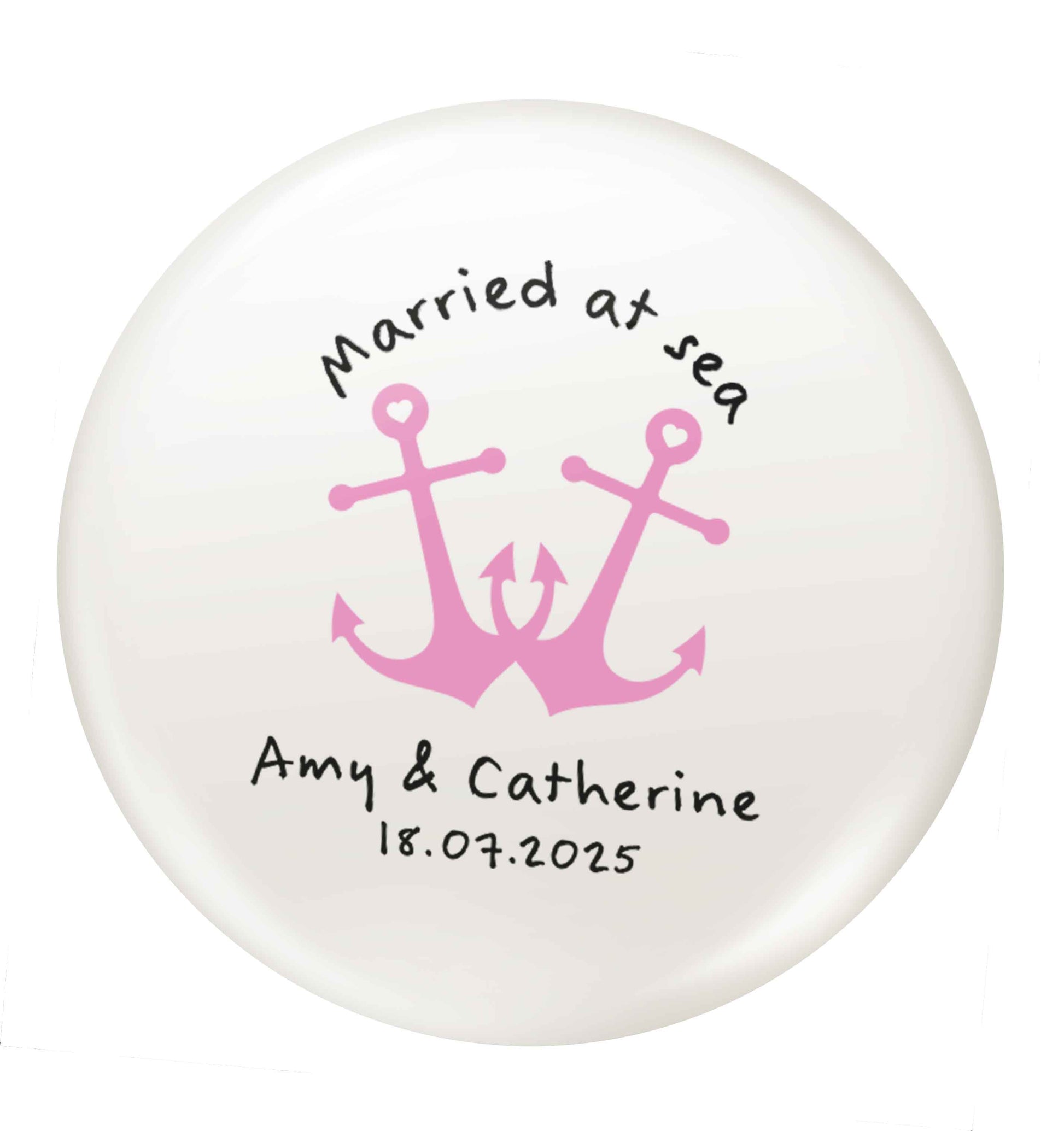 Married at sea pink anchors small 25mm Pin badge