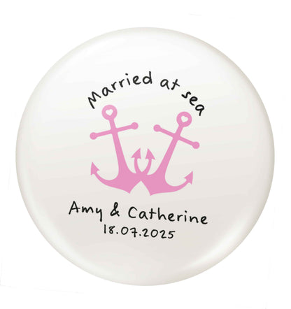 Married at sea pink anchors small 25mm Pin badge