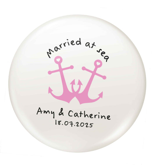 Married at sea pink anchors small 25mm Pin badge