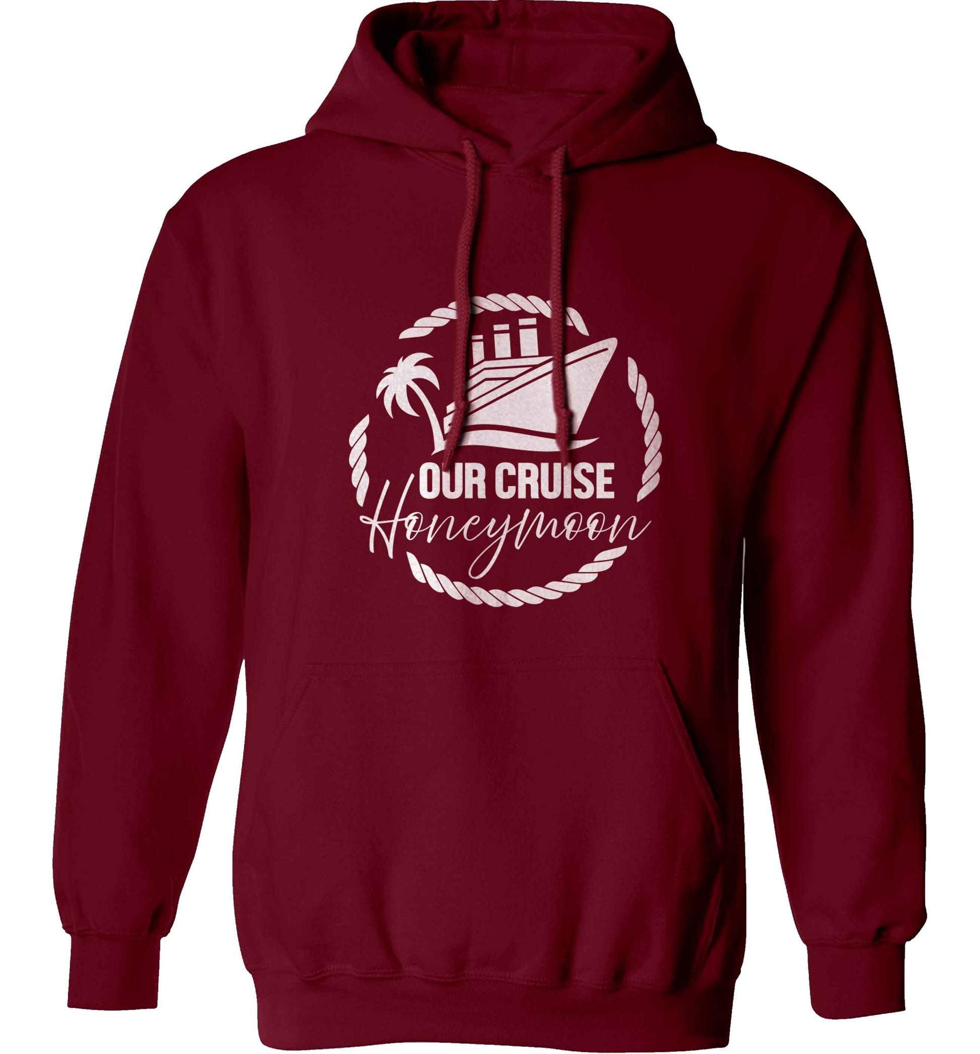 Our cruise honeymoon adults unisex maroon hoodie 2XL