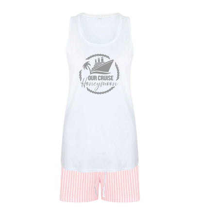 Our cruise honeymoon size XL women's pyjama shorts set in pink 