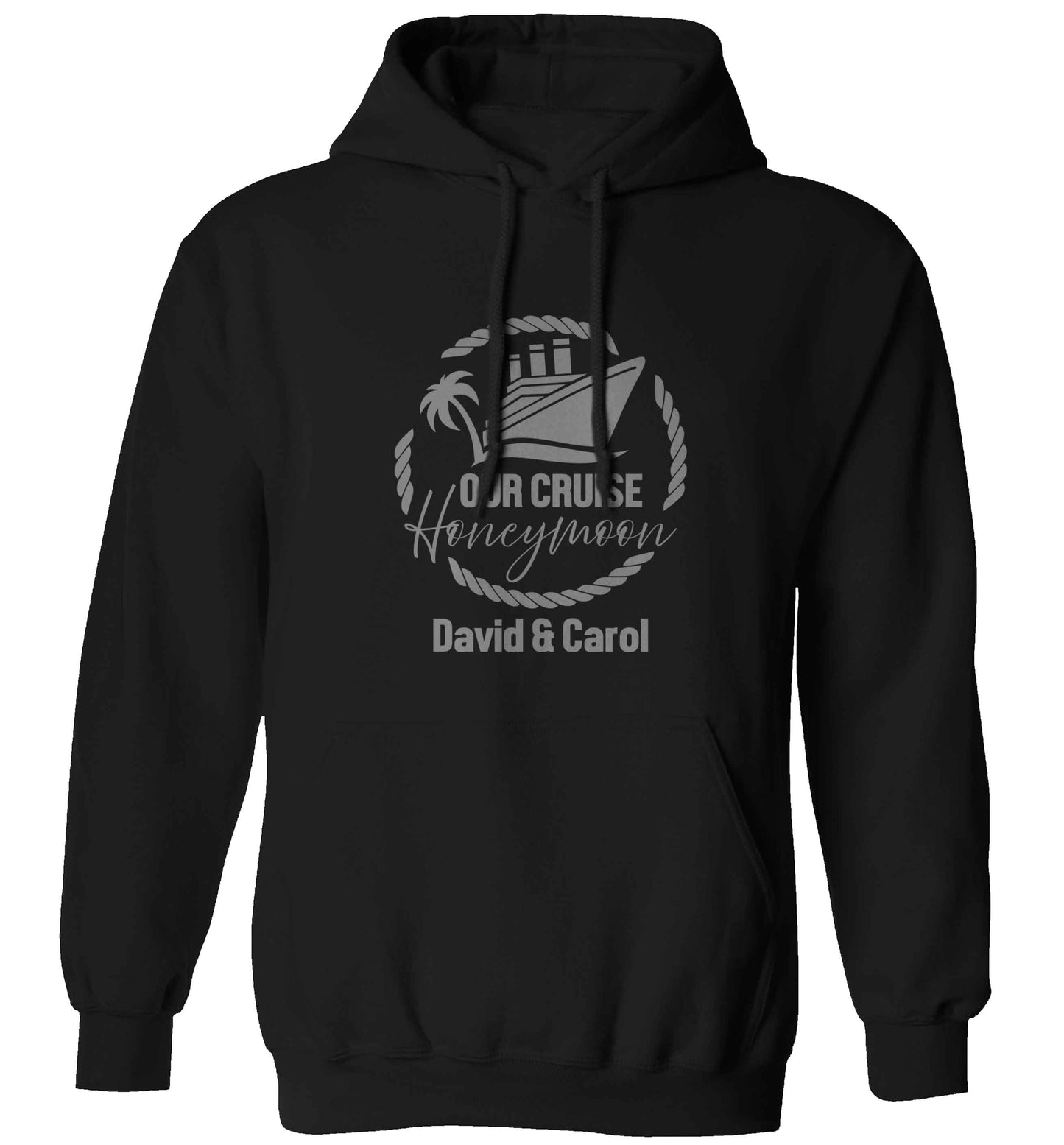 Our cruise honeymoon personalised adults unisex black hoodie 2XL