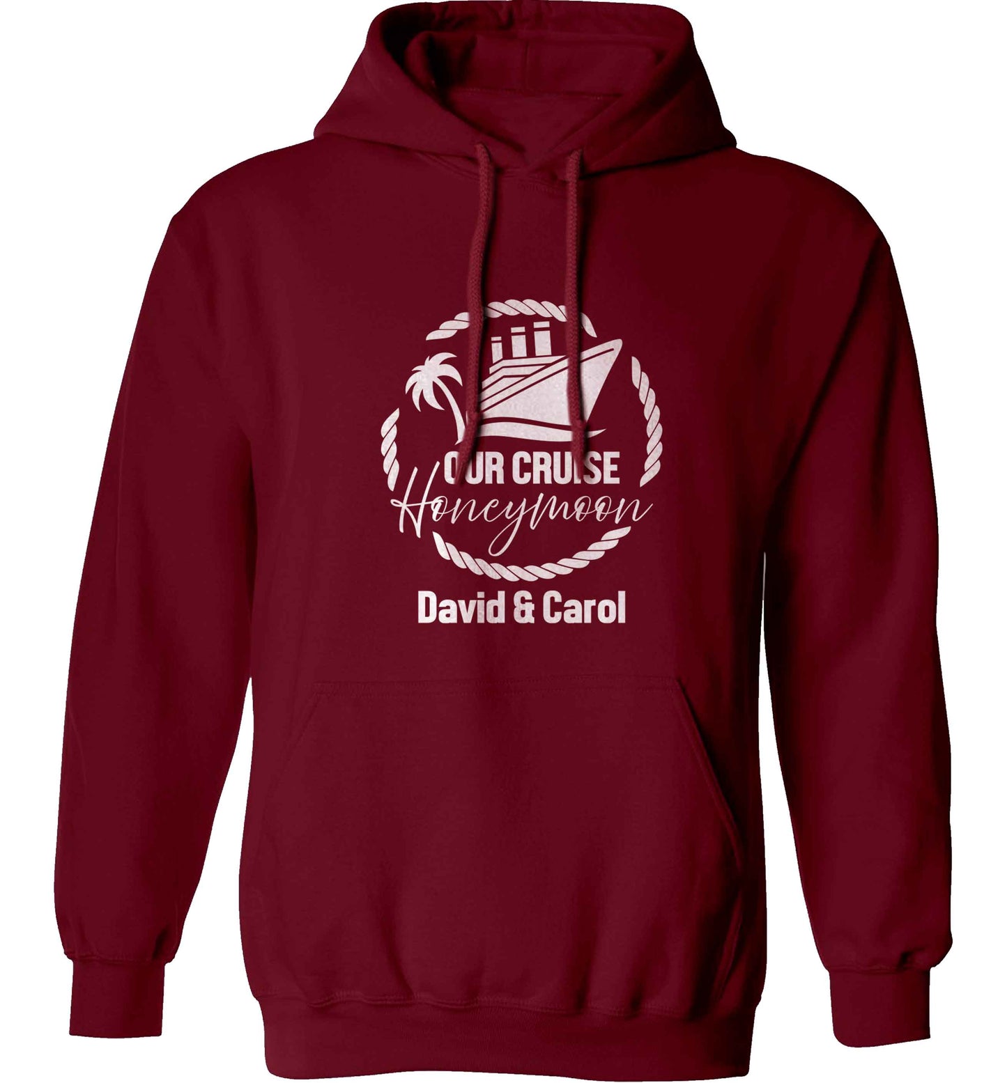 Our cruise honeymoon personalised adults unisex maroon hoodie 2XL