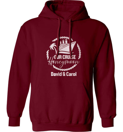 Our cruise honeymoon personalised adults unisex maroon hoodie 2XL