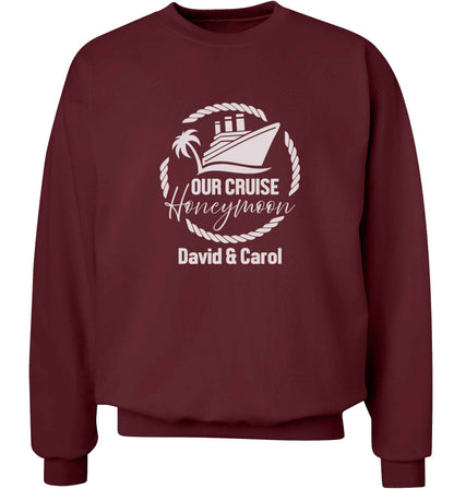 Our cruise honeymoon personalised adult's unisex maroon sweater 2XL