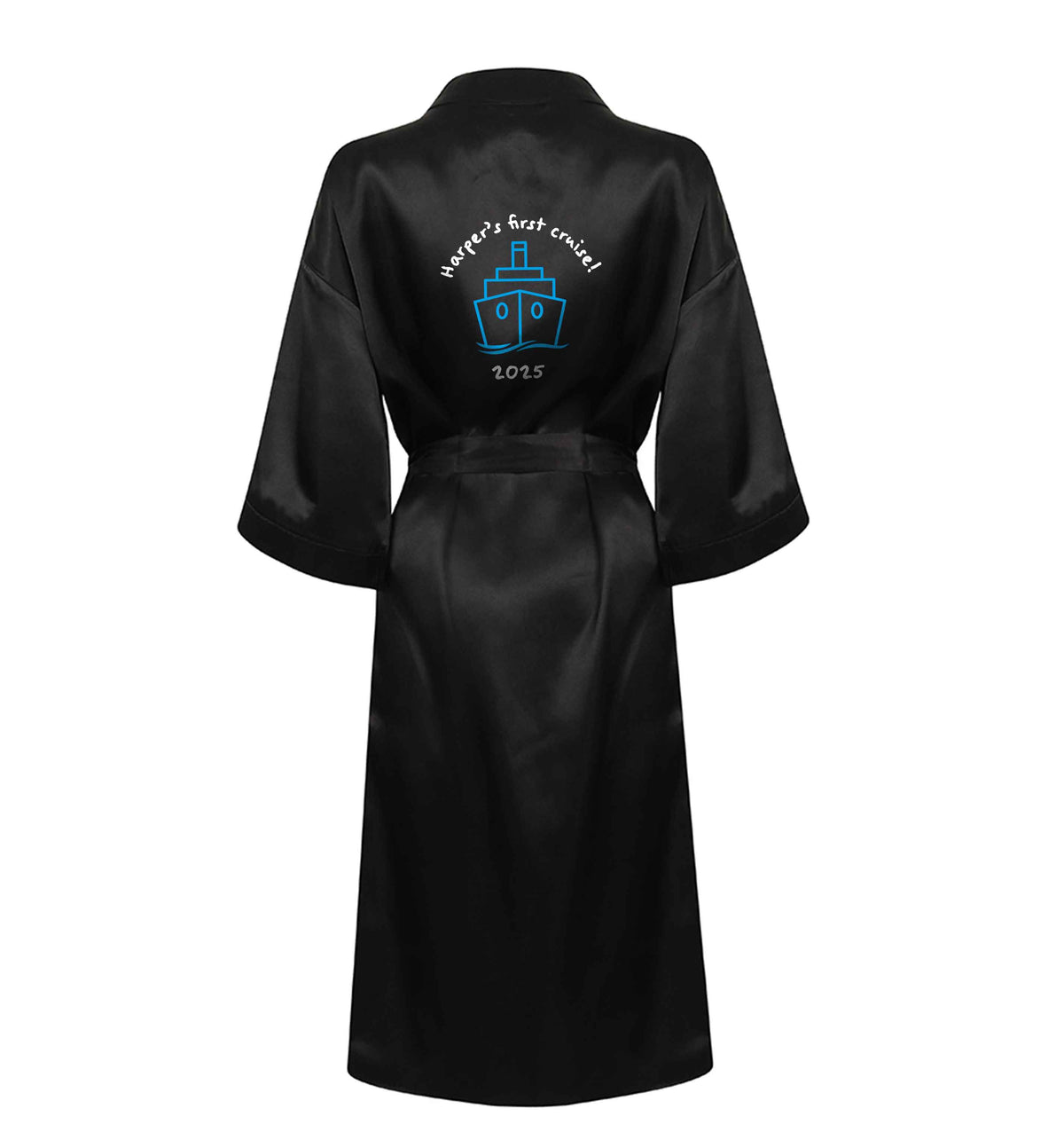 Personalised first cruise XL/XXL black ladies dressing gown size 16/18