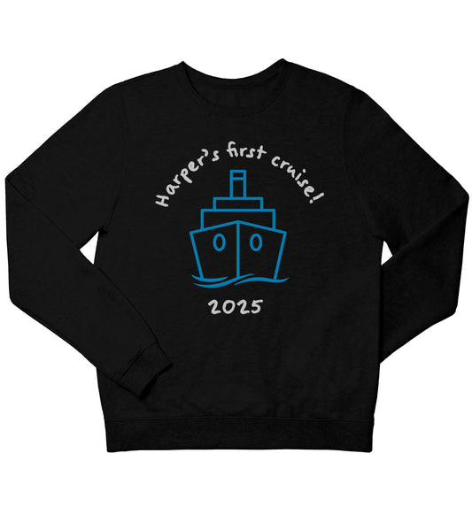 Personalised first cruise children's black sweater 12-13 Years