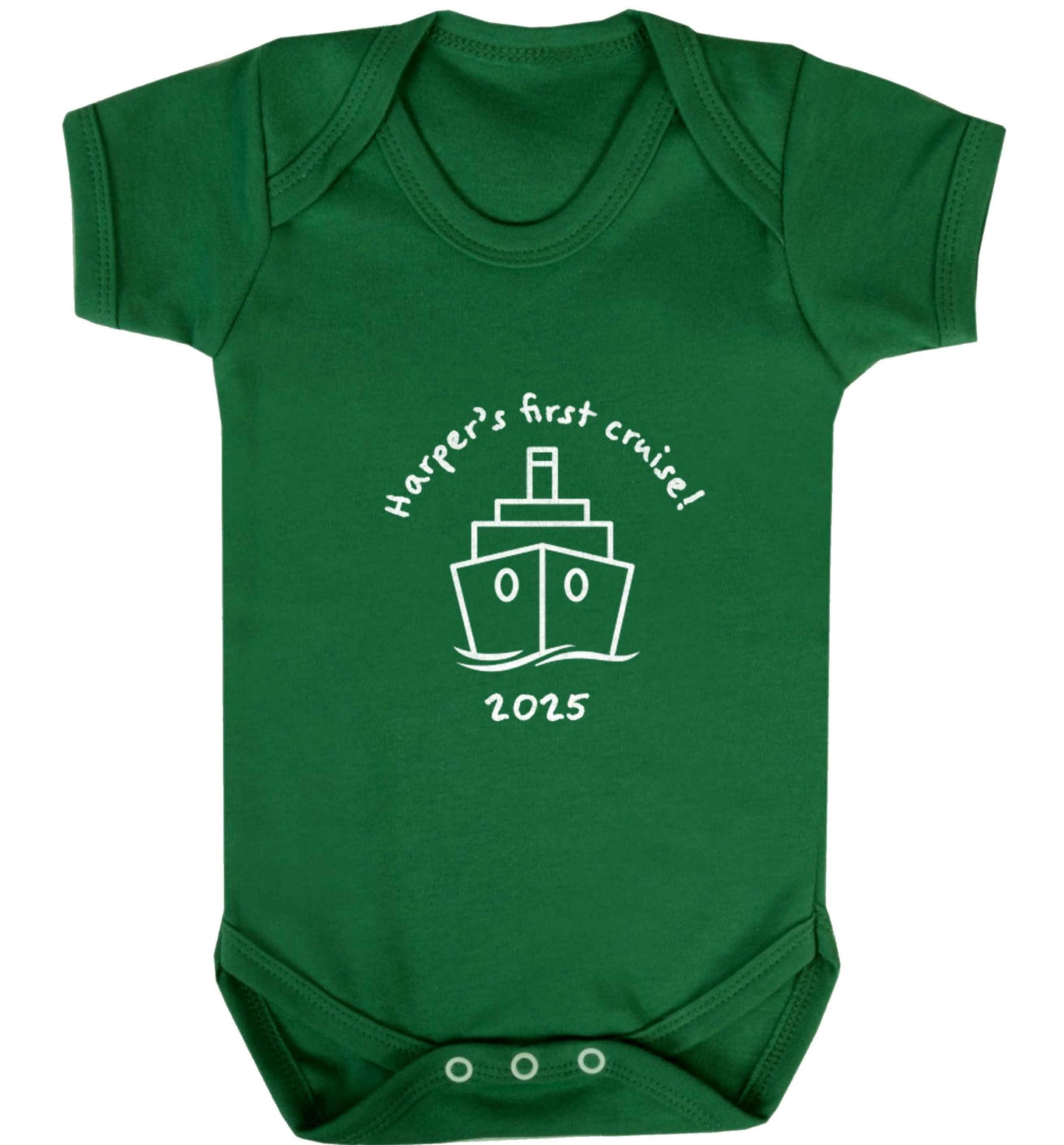 Personalised first cruise baby vest green 18-24 months