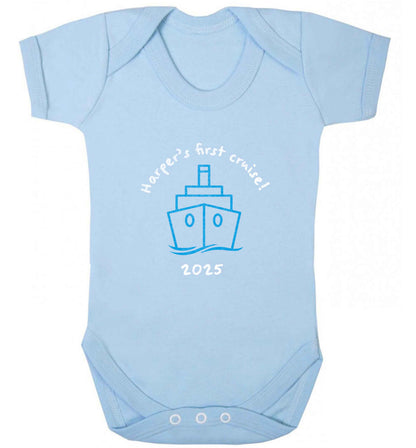 Personalised first cruise baby vest pale blue 18-24 months