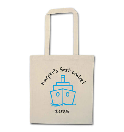 Personalised first cruise natural tote bag
