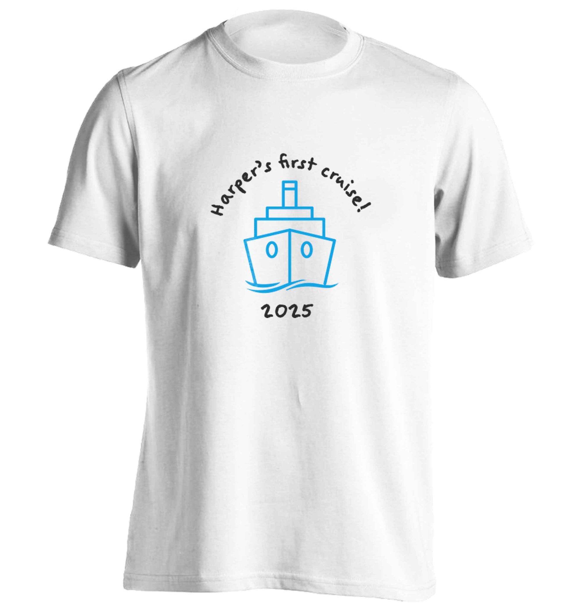 Personalised first cruise adults unisex white Tshirt 2XL