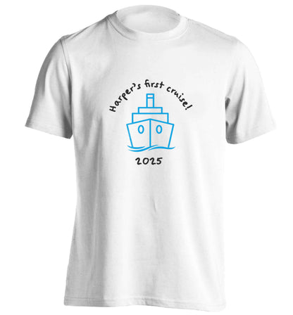 Personalised first cruise adults unisex white Tshirt 2XL