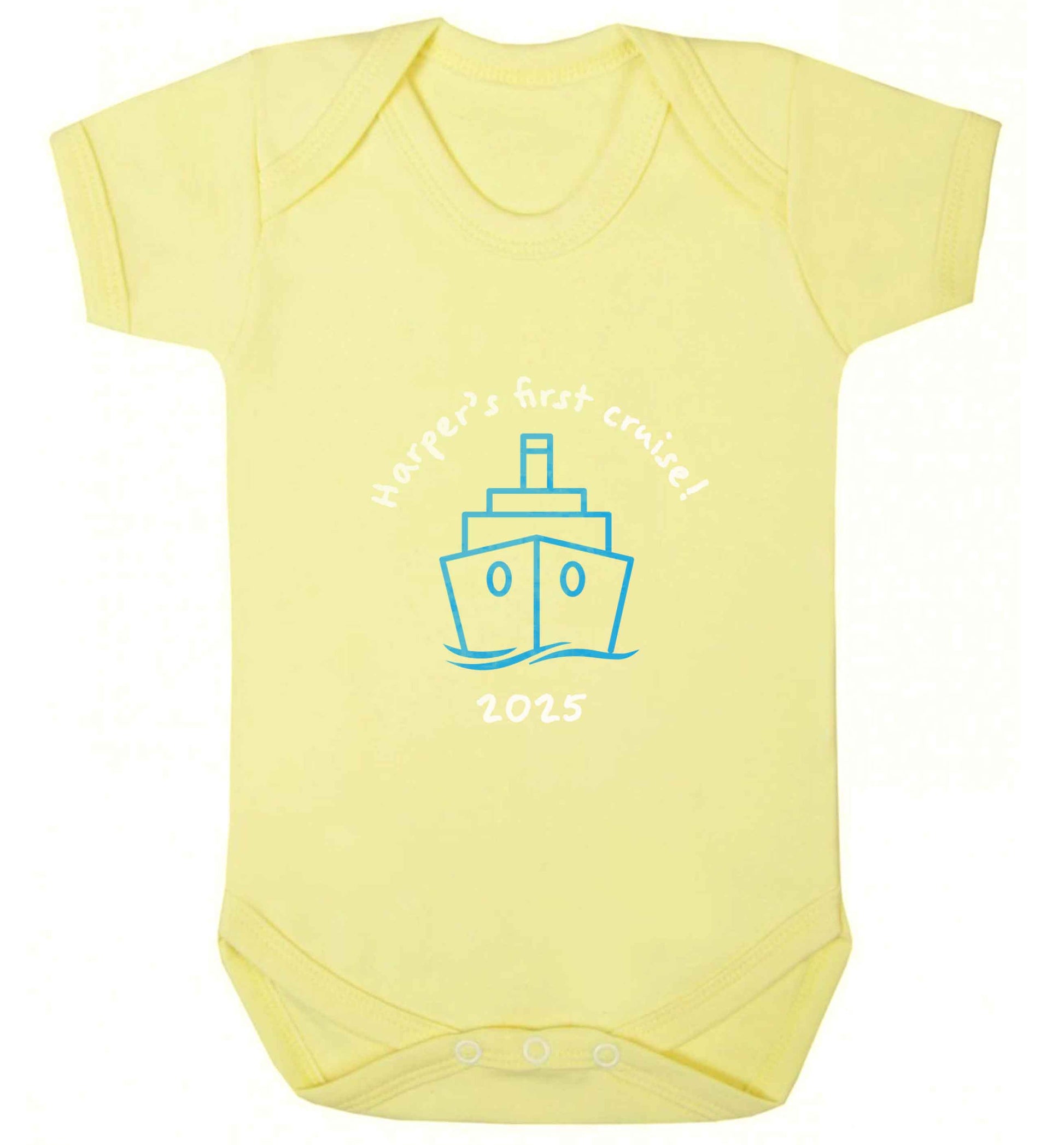 Personalised first cruise baby vest pale yellow 18-24 months