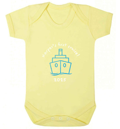 Personalised first cruise baby vest pale yellow 18-24 months