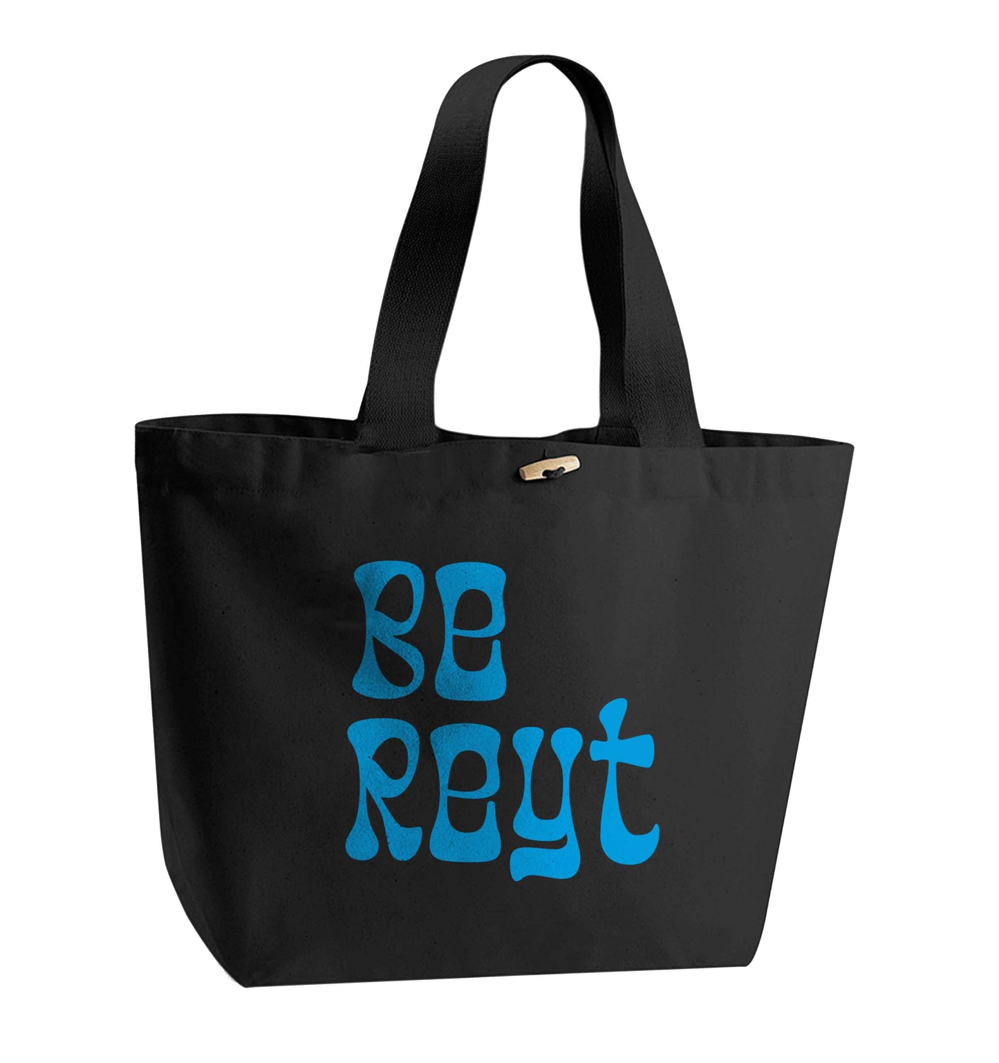 Be reyt organic cotton premium tote bag with wooden toggle in black