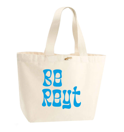 Be reyt organic cotton premium tote bag with wooden toggle in natural