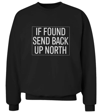 If found send back up North adult's unisex black sweater 2XL