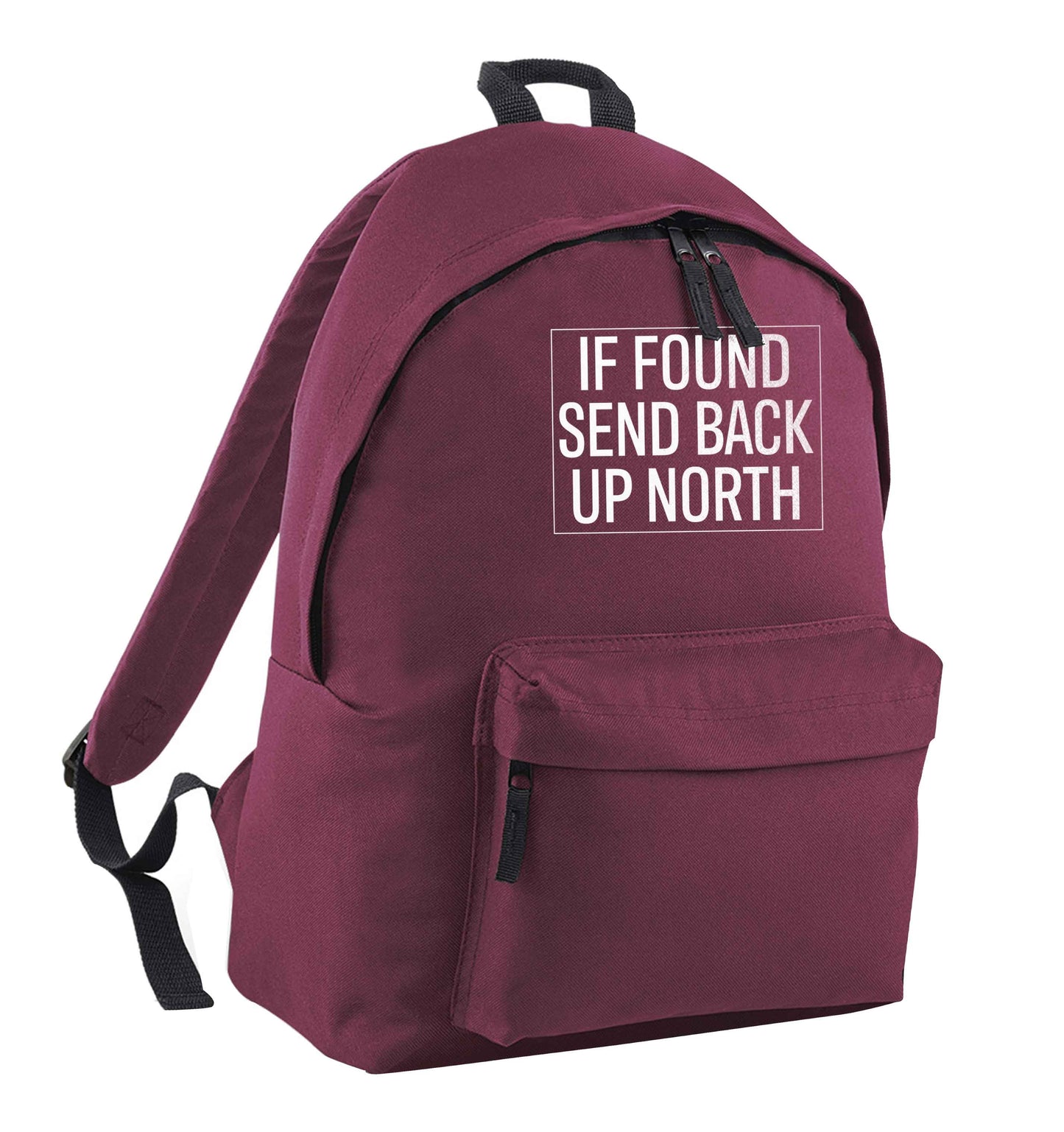 If found send back up North maroon adults backpack