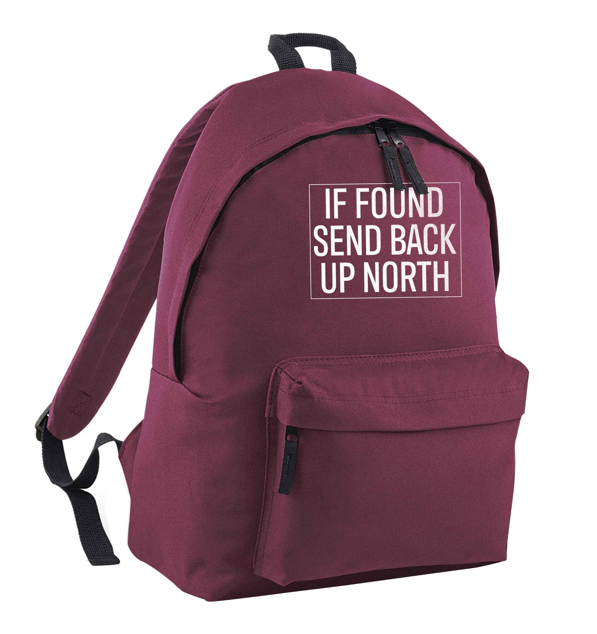 If found send back up North maroon adults backpack