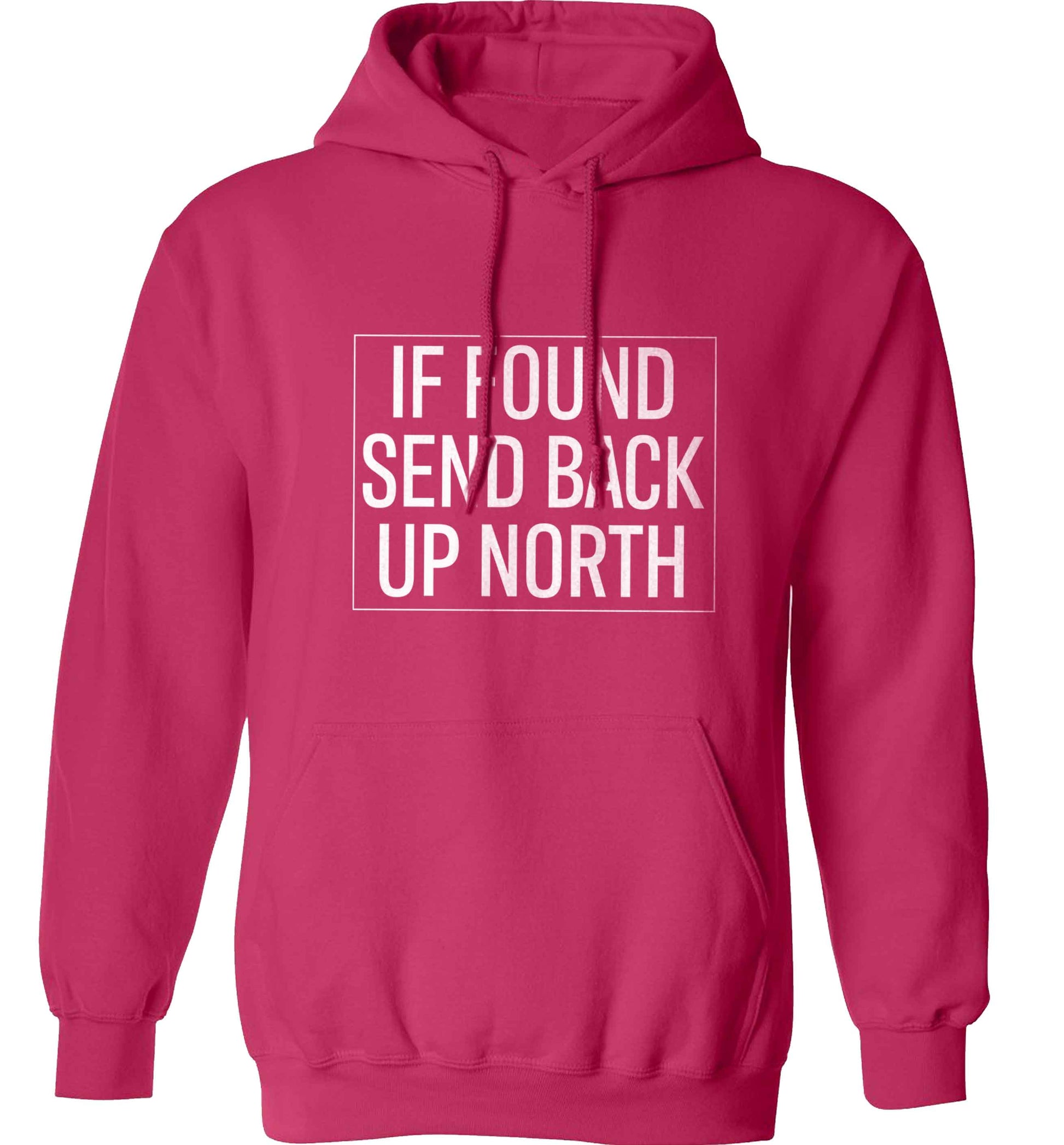 If found send back up North adults unisex pink hoodie 2XL