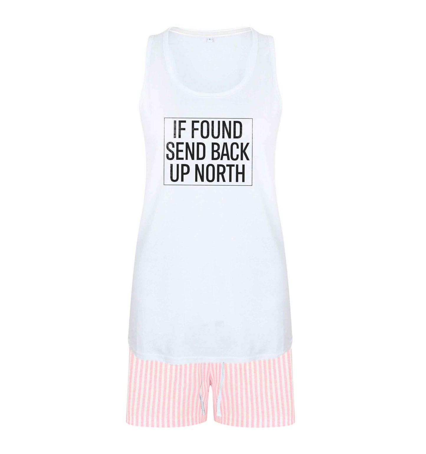 If found send back up North size XL women's pyjama shorts set in pink 