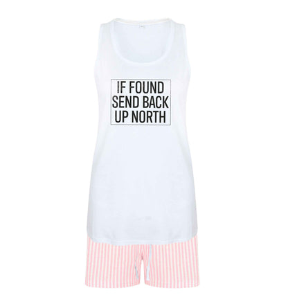 If found send back up North size XL women's pyjama shorts set in pink 