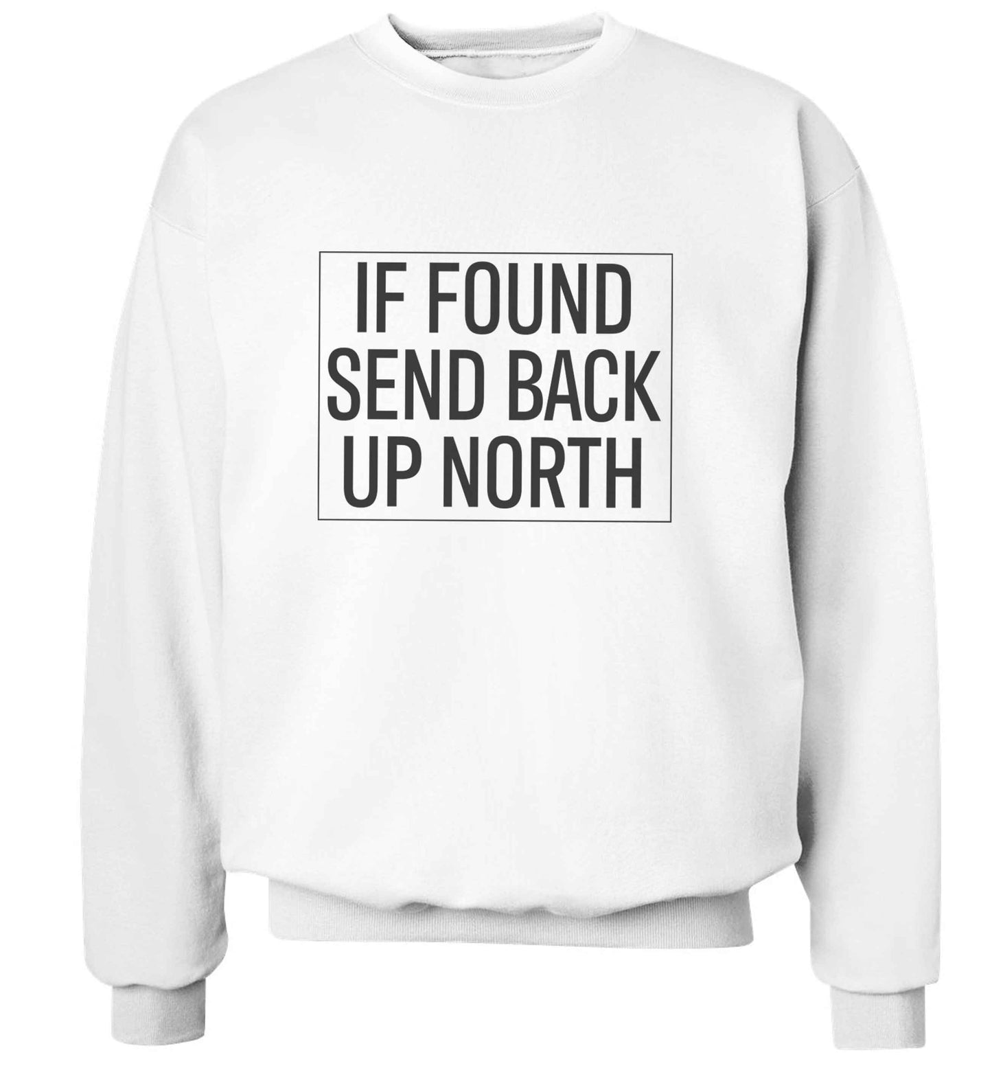 If found send back up North adult's unisex white sweater 2XL