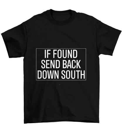 If found send back down South Children's black Tshirt 12-13 Years
