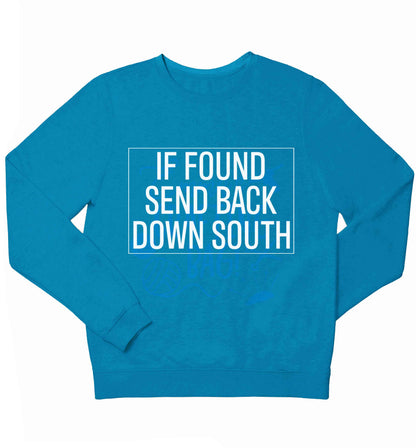 If found send back down South children's blue sweater 12-13 Years