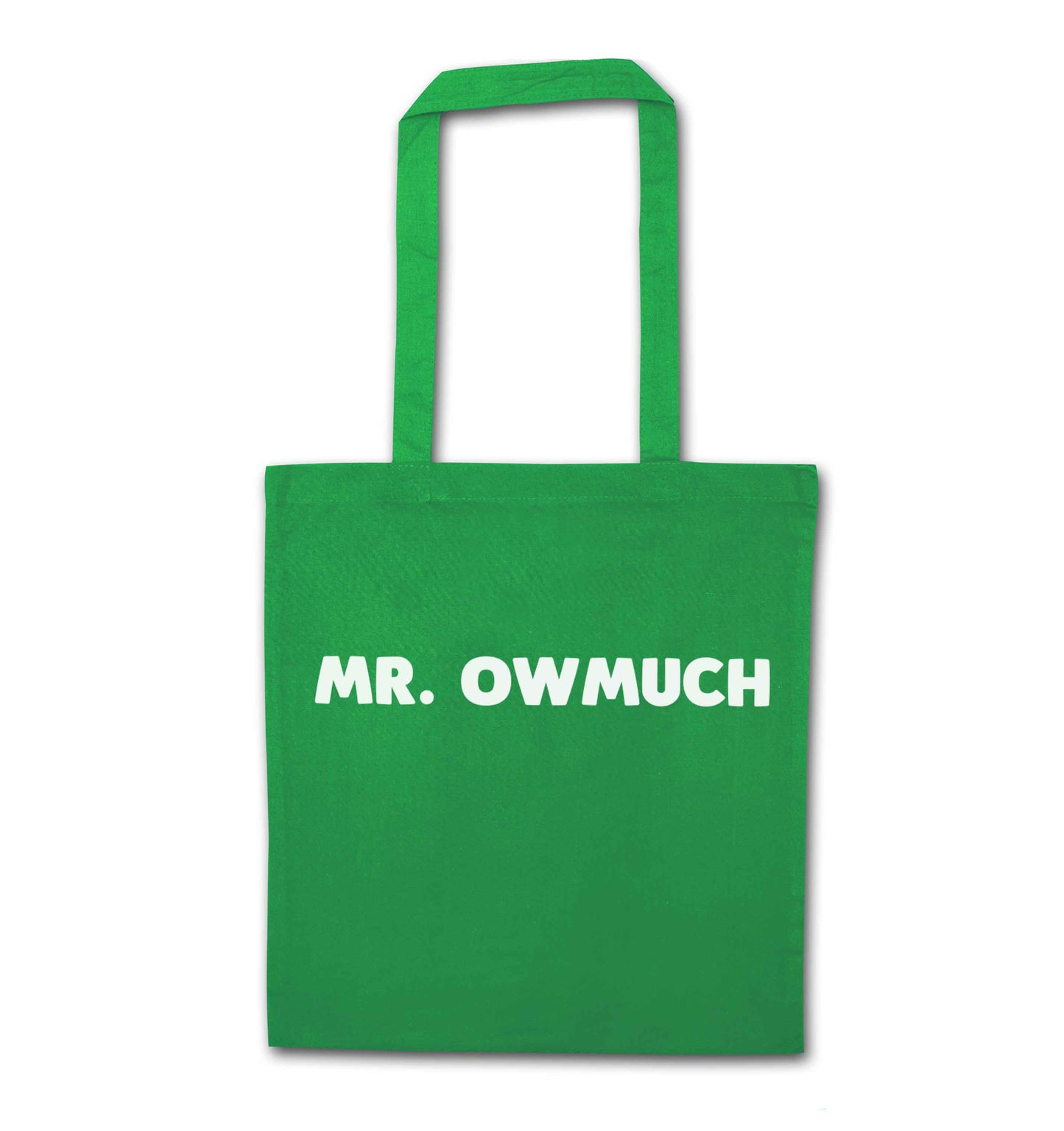 Mr owmuch green tote bag
