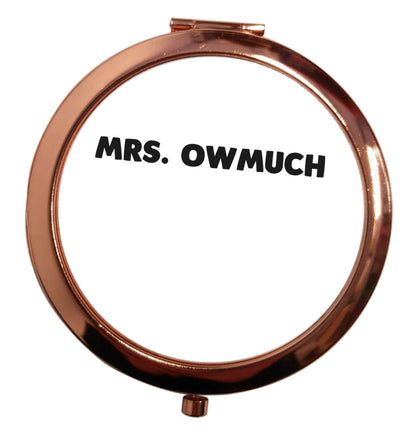 Mrs owmuch rose gold circle pocket mirror
