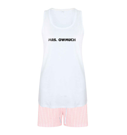 Mrs owmuch size XL women's pyjama shorts set in pink 