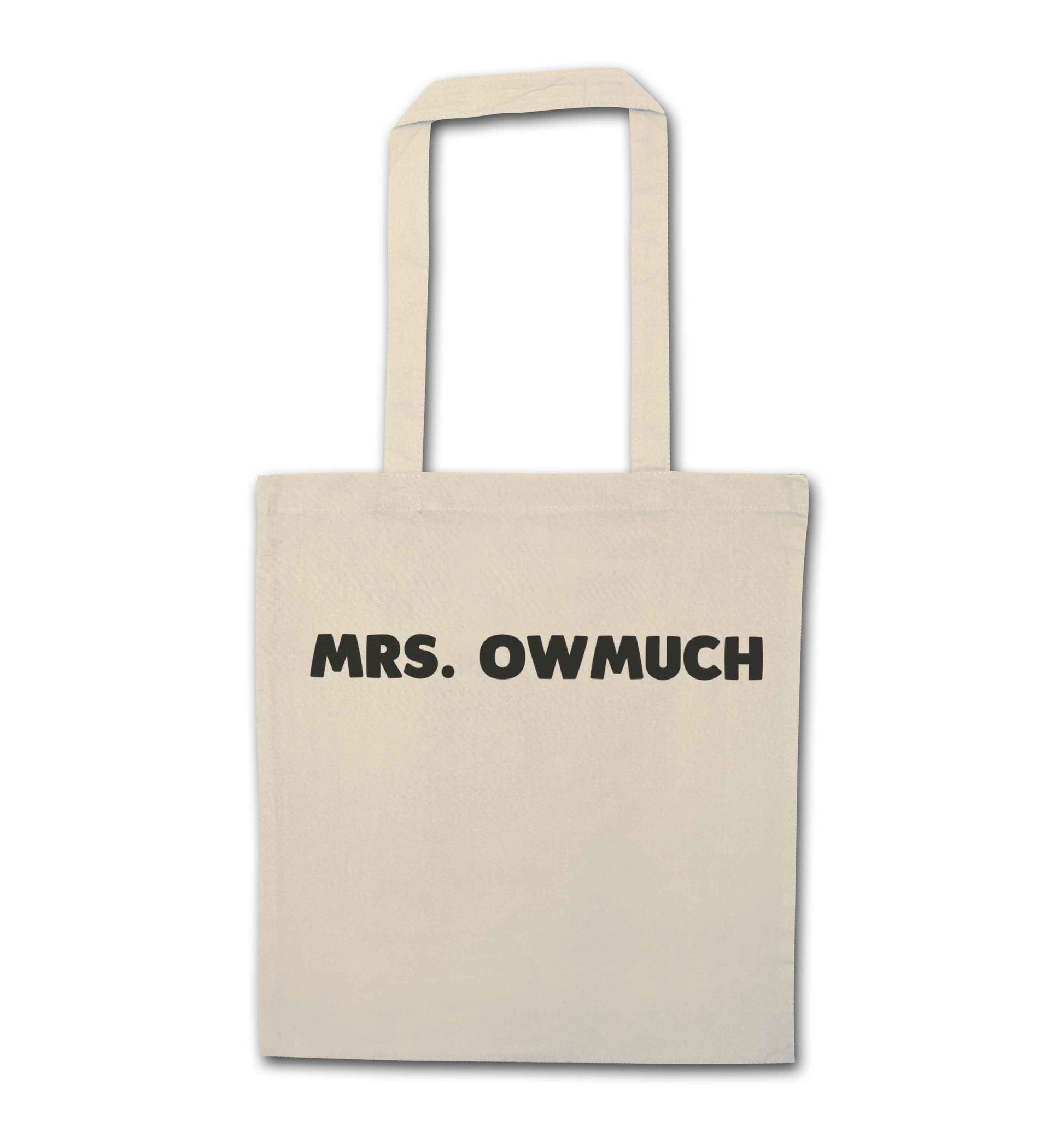 Mrs owmuch natural tote bag