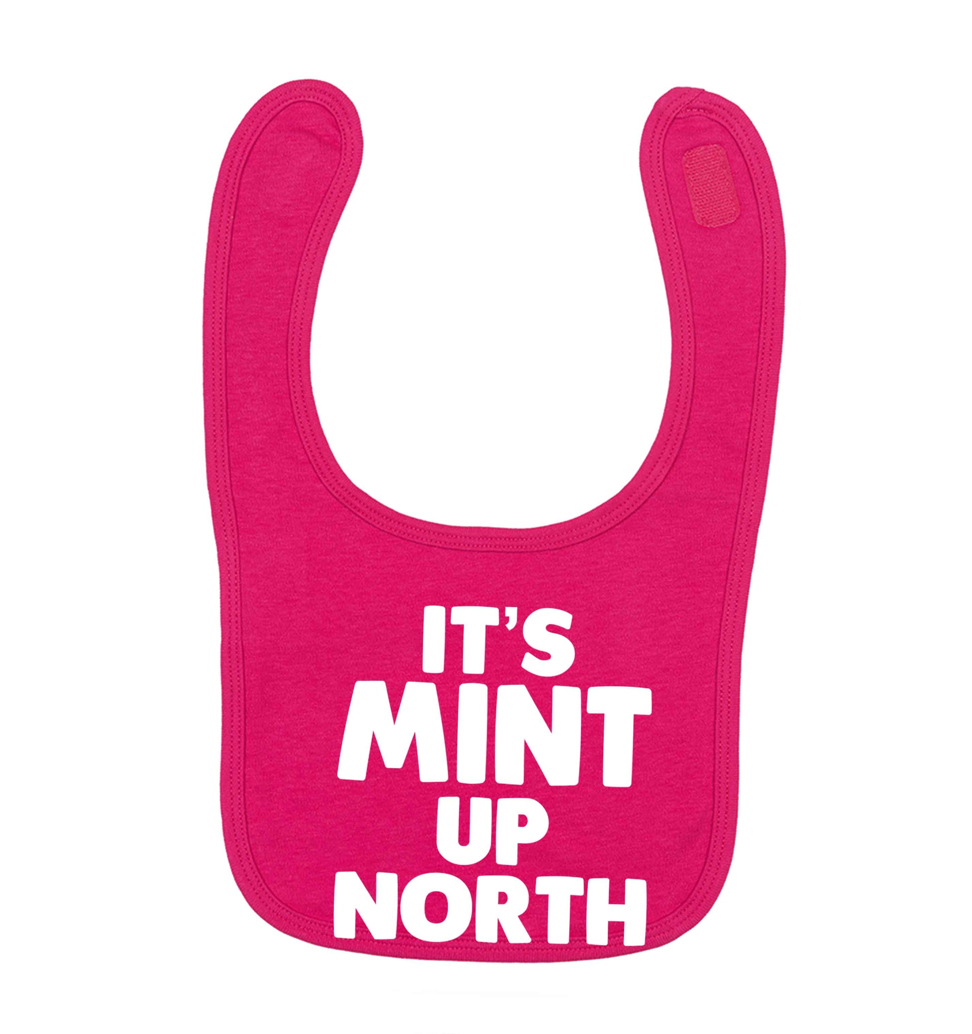 It's mint up North dark pink baby bib