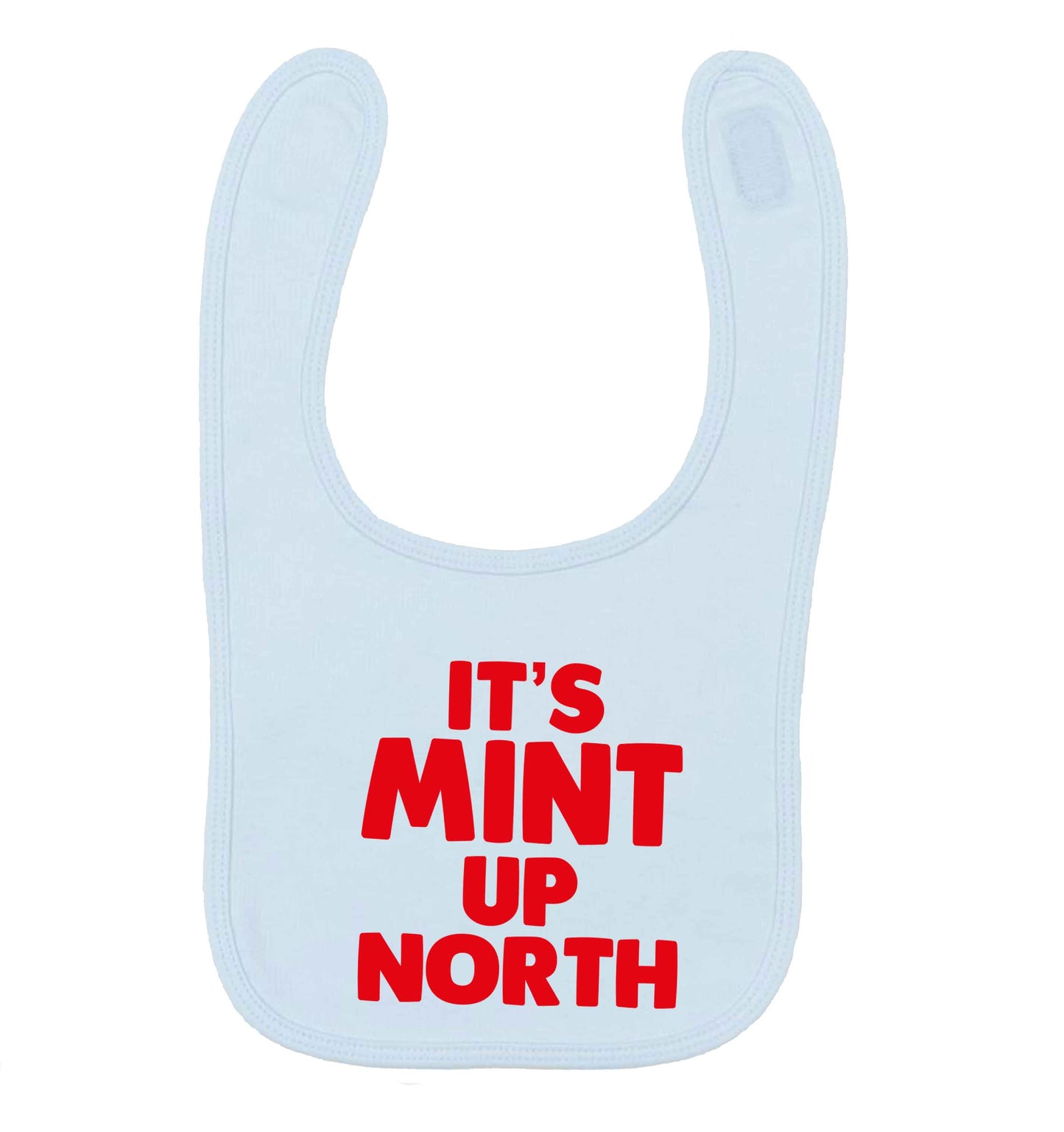 It's mint up North pale blue baby bib