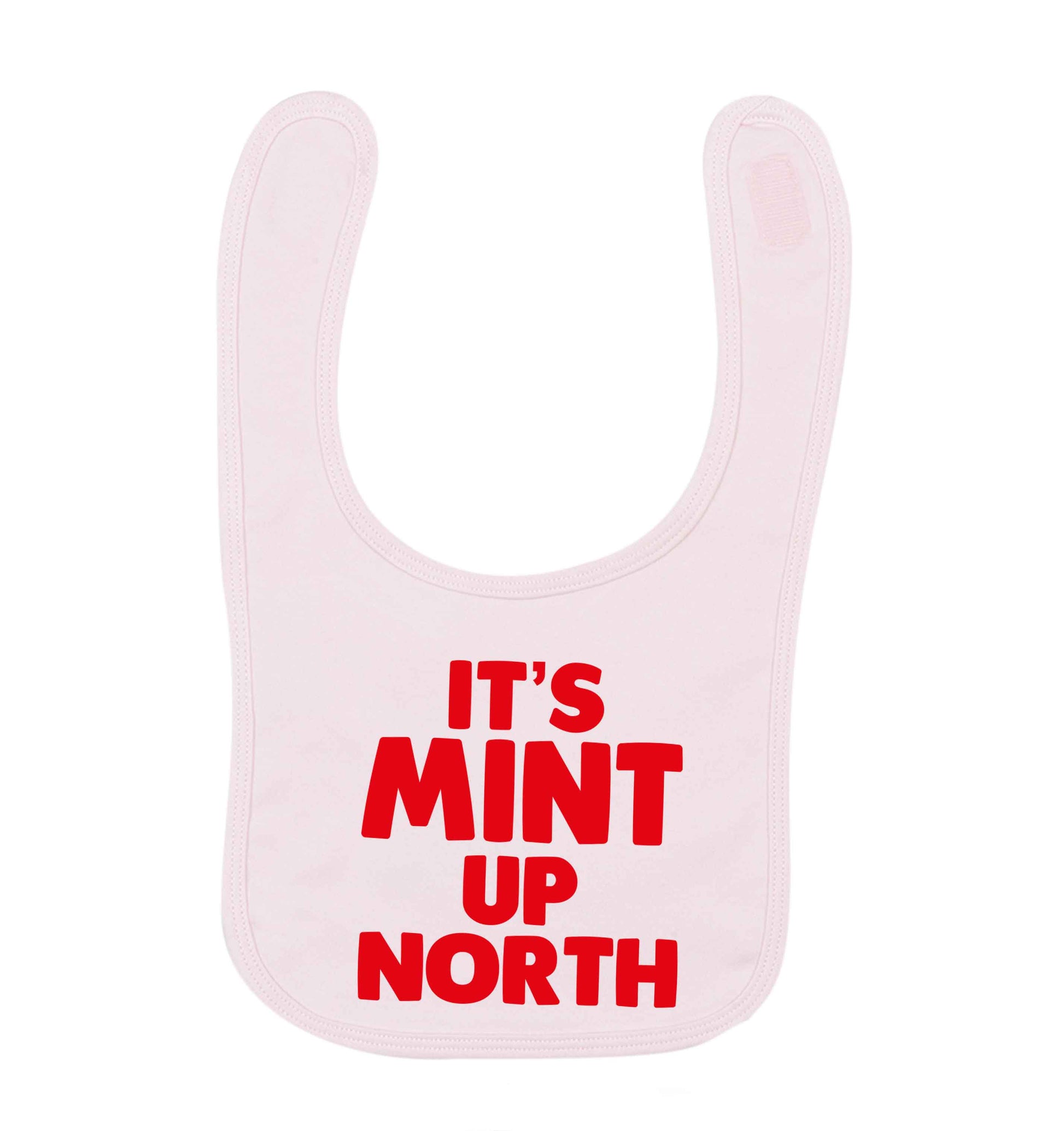 It's mint up North pale pink baby bib