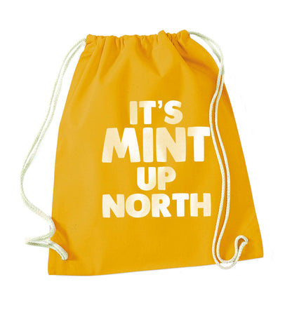 It's mint up North mustard drawstring bag