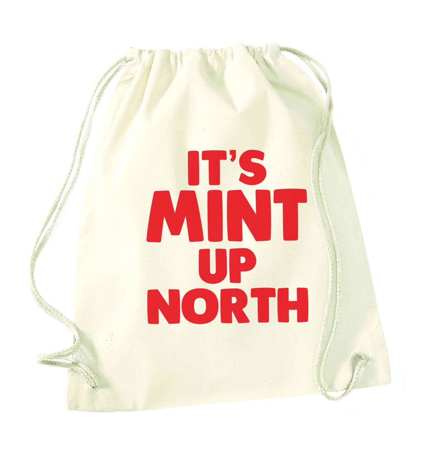 It's mint up North natural drawstring bag