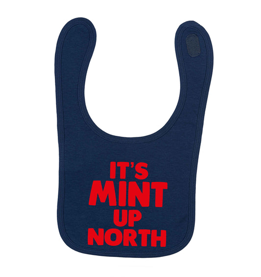 It's mint up North navy baby bib