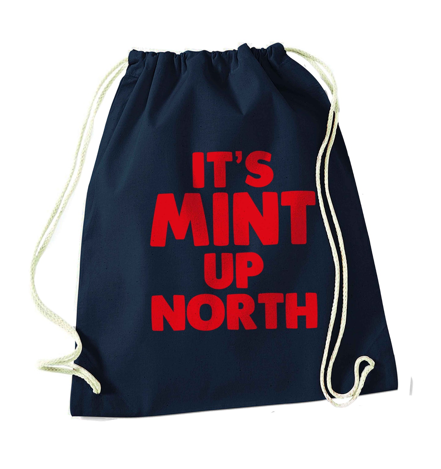 It's mint up North navy drawstring bag