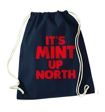 It's mint up North navy drawstring bag