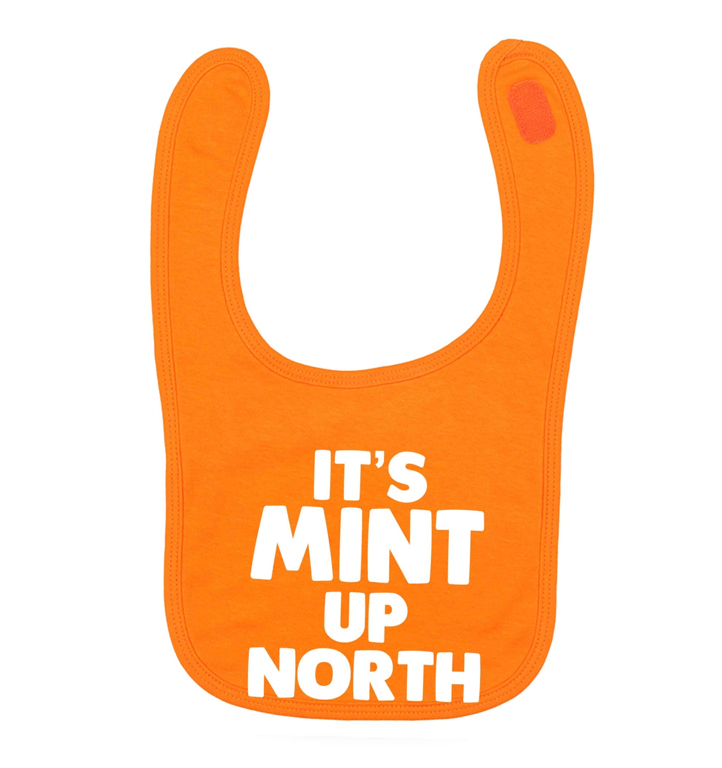 It's mint up North orange baby bib