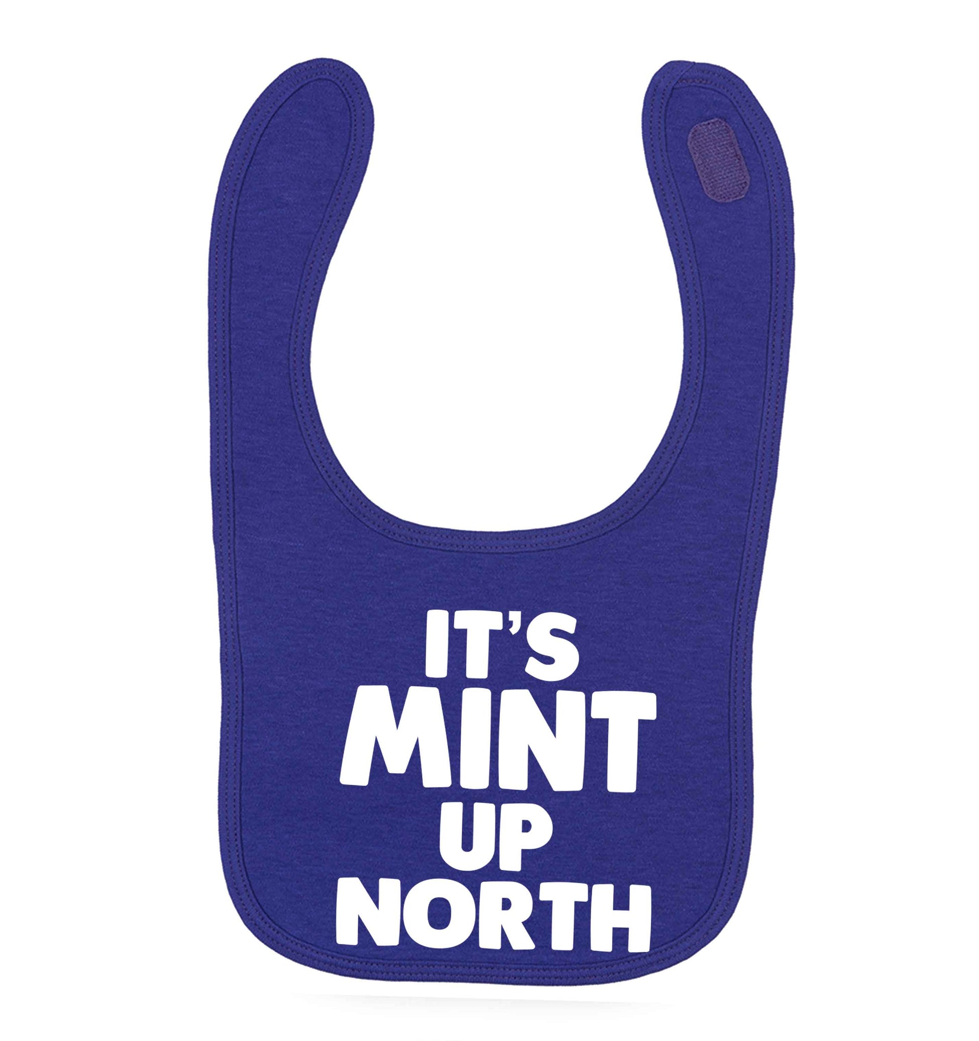 It's mint up North purple baby bib
