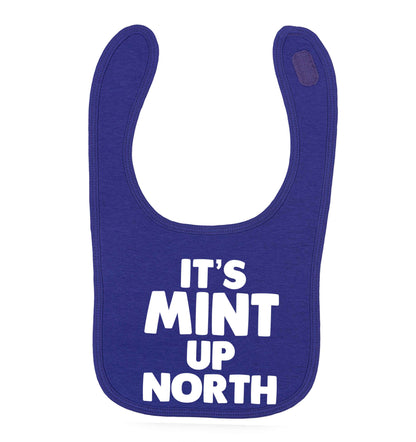It's mint up North purple baby bib