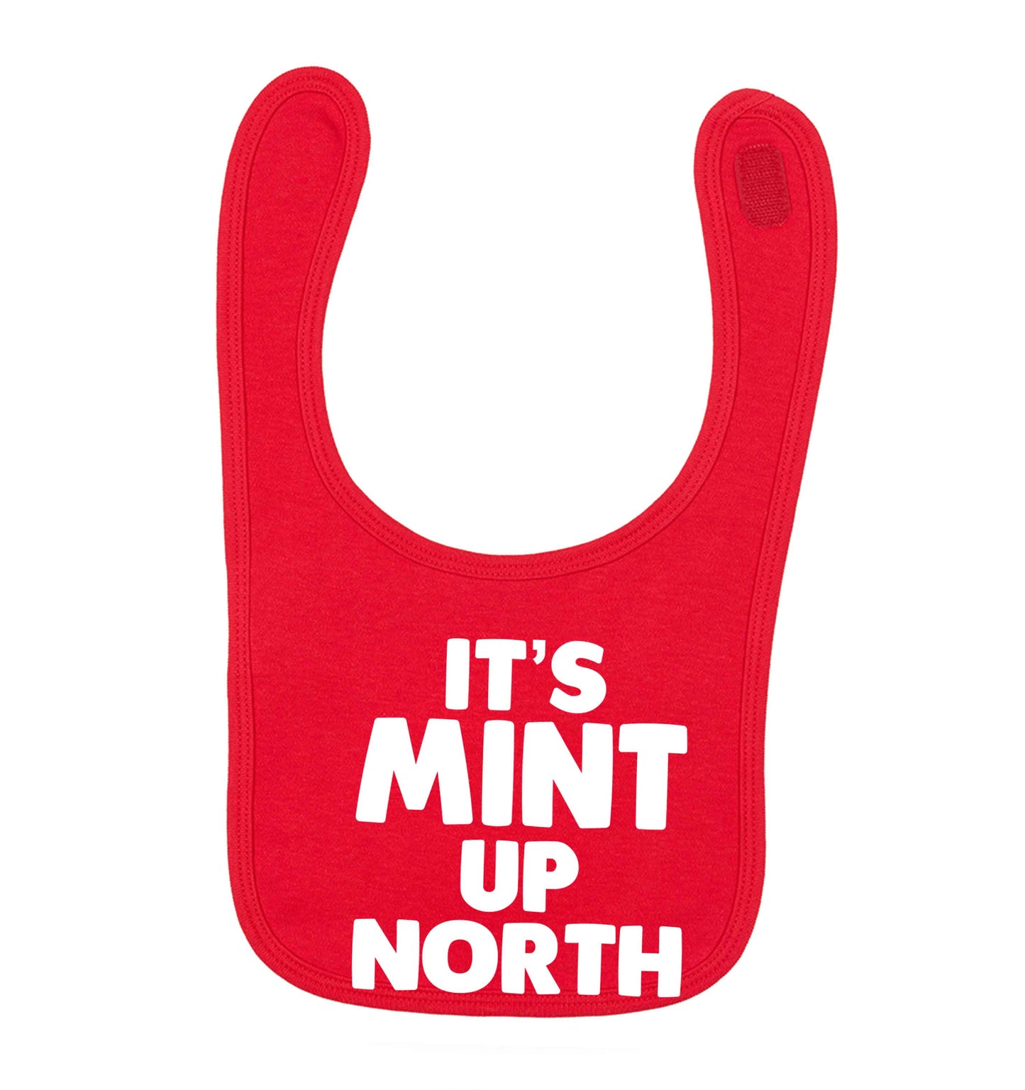 It's mint up North red baby bib