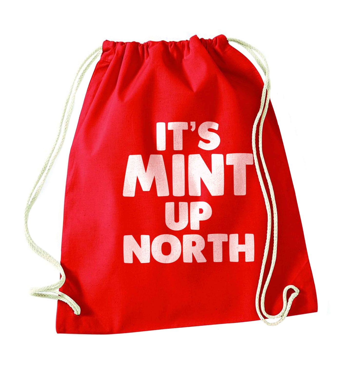 It's mint up North red drawstring bag 